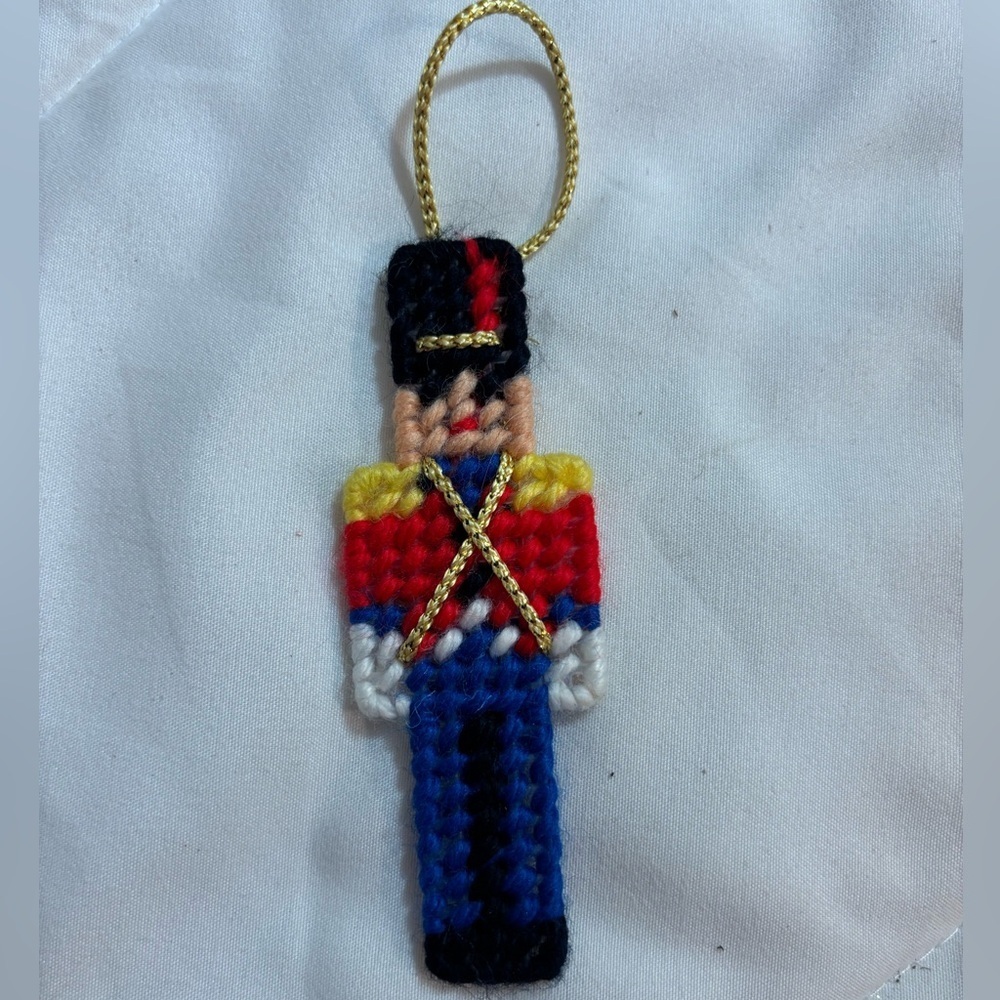 Soldier Nutcracker Ornament with Red and Blue 4” tall